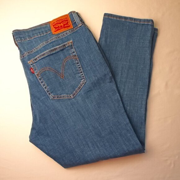 Levi's Boyfriend Jeans Size 34/16 High Rise Tapered Leg Medium Wash Distressed - Picture 1 of 10